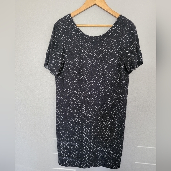 Madewell Black White Polka Dot Shift Dress Viscose Zip Back Size 4 D84 - Picture 2 of 10